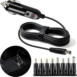 12V 5A Chargeur Allume‑Cigare Universel avec 8 Connecteurs, Prise DC 5,5 x 2,1 mm pour Lecteur DVD, GPS, Routeurs, Haut‑Parleurs