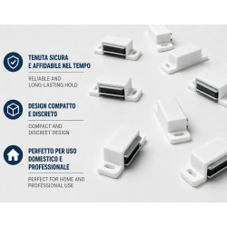 IPEA Loquets Magnetiques de Porte pour Meuble, Portes, Armoires – [ 10 PIÈCES ] – Fermeture Magnétique avec Aimants pour Placard