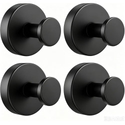 Lot de 4 crochets à ventouse noirs avec porte-serviettes extra solides, réutilisables et amovibles, pour salle de bain, cuisine