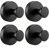 Lot de 4 crochets à ventouse noirs avec porte-serviettes extra solides, réutilisables et amovibles, pour salle de bain, cuisine