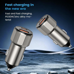 Chargeur de voiture | Double port Power Delivery 30 W Quick Charge 3.0, Chargeur de voiture | Pour téléphones portables, tablett