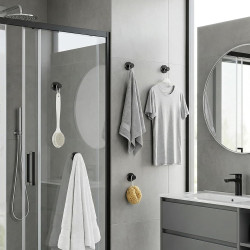 Lot de 4 crochets à ventouse noirs avec porte-serviettes extra solides, réutilisables et amovibles, pour salle de bain, cuisine
