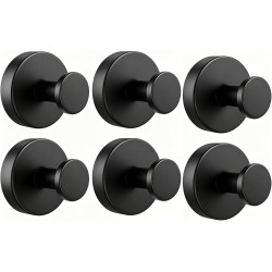 Lot de 6 crochets à ventouse noirs avec porte-serviettes extra solides, réutilisables et amovibles, pour salle de bain, cuisine