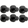 Lot de 6 crochets à ventouse noirs avec porte-serviettes extra solides, réutilisables et amovibles, pour salle de bain, cuisine