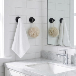 Lot de 6 crochets à ventouse noirs avec porte-serviettes extra solides, réutilisables et amovibles, pour salle de bain, cuisine