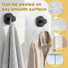Lot de 6 crochets à ventouse noirs avec porte-serviettes extra solides, réutilisables et amovibles, pour salle de bain, cuisine