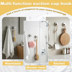 Lot de 6 crochets à ventouse argentés avec porte-serviettes extra solides, réutilisables et amovibles, pour salle de bain, cuisi