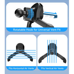 CloudValley Clip de Fixation Universel pour Grille D'AéRation avec Rotule [DiamèTre 17 Mm], Compatible avec la Plupart des Suppo