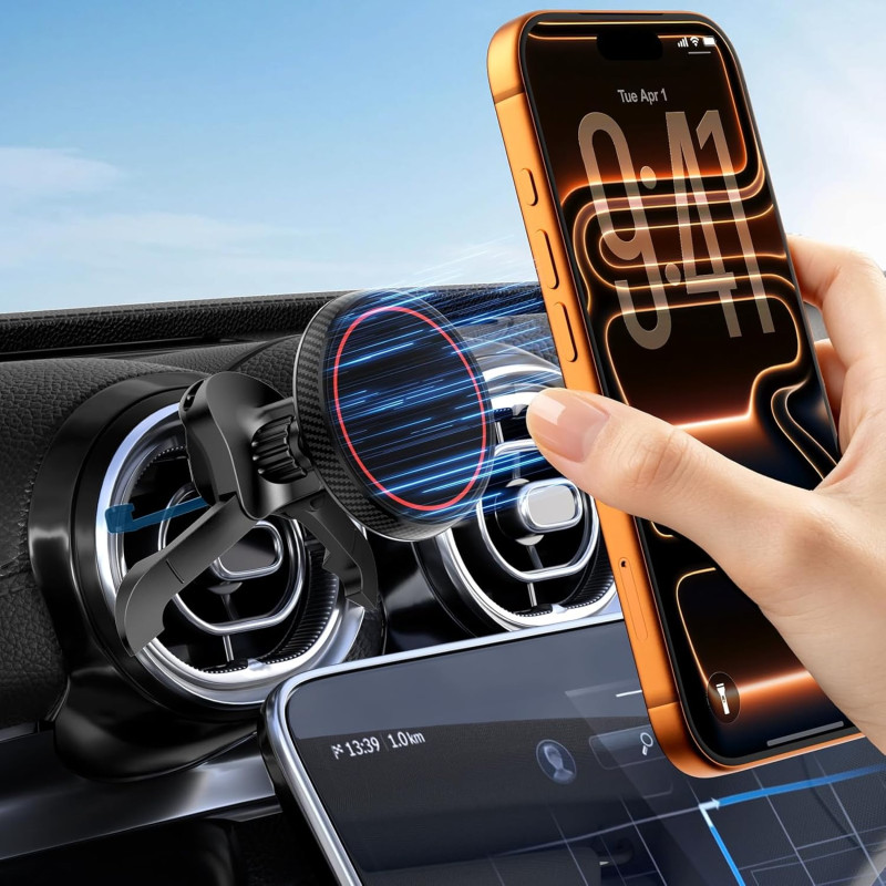 CloudValley Support Telephone Voiture pour MagSafe, Compatible Mercedes-Benz Classe A/B/C/E/V/G Et Audi A1/A2/A3, Doté d'un Aima