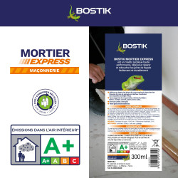 Bostik Mortier Express Gris – Mastic Acrylique Granuleux Prêt à l’Emploi – Aspect Ciment – Réparation de Joints & Fissures – Int