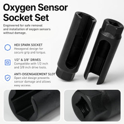 2pcs Douille Sonde Lambda 22mm 1/2", Douille Fendue 22 Ouverte pour Oxygen Sensor Lambda Probe Socket Remover, CRV Acier Au Chro