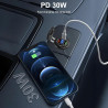 Aicharynic Lot de 2 prises USB 4 ports 12 V - Chargeur USB en aluminium - Affichage numérique PD30W/QC3.0 - Prise encastrable 12