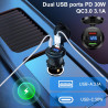 Aicharynic Lot de 2 prises USB 4 ports 12 V - Chargeur USB en aluminium - Affichage numérique PD30W/QC3.0 - Prise encastrable 12