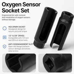 1pcs Douille Sonde Lambda 22mm 1/2", Douille Fendue 22 Ouverte pour Oxygen Sensor Lambda Probe Socket Remover, CRV Acier Au Chro