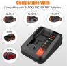 Energup chargeur de rechange 3a pour noir & decker chargeur 18v compatible pour noir+decker batterie 18v bl2018 bl4018 bl1518 lb