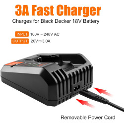 Energup chargeur de rechange 3a pour noir & decker chargeur 18v compatible pour noir+decker batterie 18v bl2018 bl4018 bl1518 lb