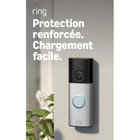 Ring sonnette vidéo Plus sans fil (Battery Video Doorbell Plus) (nouvelle génération) | Retinal 4K | Zoom x6 | Batterie recharge