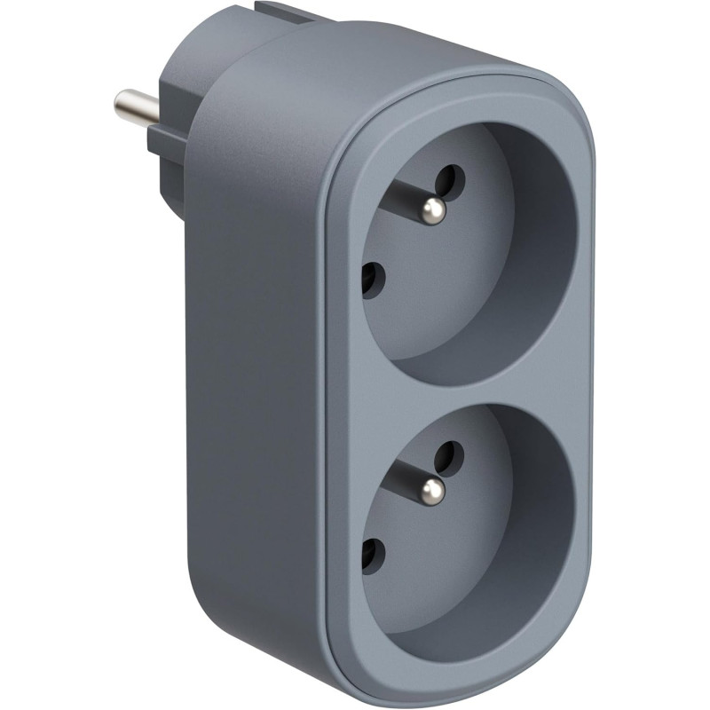 Electraline 531196 Adaptateur Fiche Multiprise Biplite Prima 2 Prises françaises 16A, Adaptateur Murale, Blanc