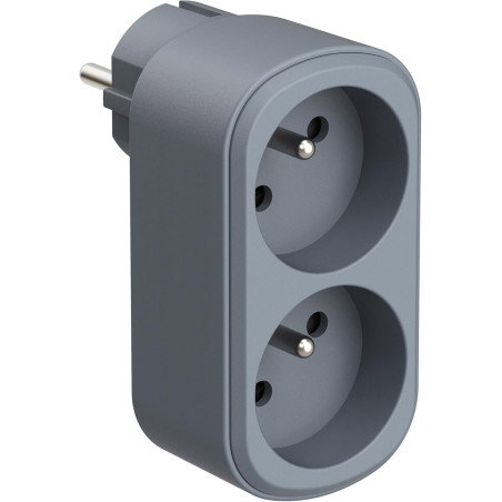Electraline 531196 Adaptateur Fiche Multiprise Biplite Prima 2 Prises françaises 16A, Adaptateur Murale, Blanc