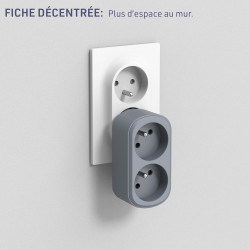 Electraline 531196 Adaptateur Fiche Multiprise Biplite Prima 2 Prises françaises 16A, Adaptateur Murale, Blanc