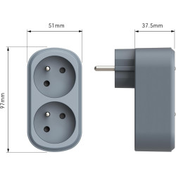 Electraline 531196 Adaptateur Fiche Multiprise Biplite Prima 2 Prises françaises 16A, Adaptateur Murale, Blanc