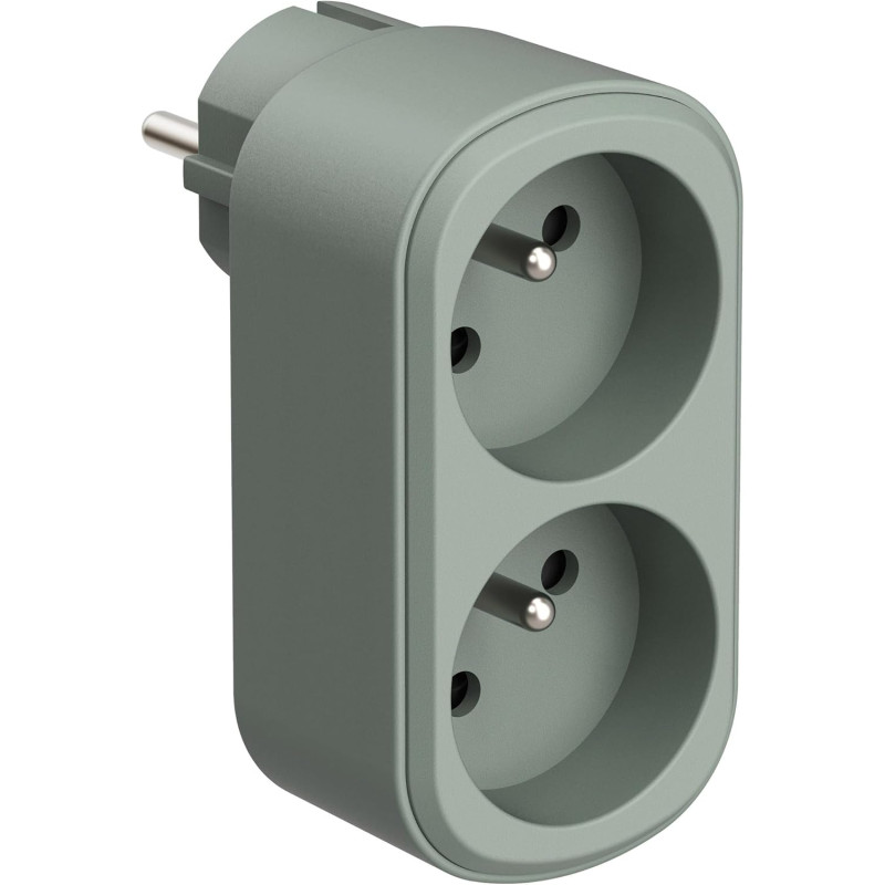 Electraline 531196 Adaptateur Fiche Multiprise Biplite Prima 2 Prises françaises 16A, Adaptateur Murale, Blanc