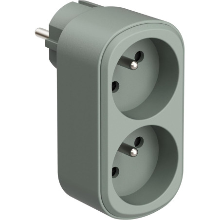Electraline 531196 Adaptateur Fiche Multiprise Biplite Prima 2 Prises françaises 16A, Adaptateur Murale, Blanc