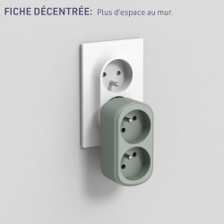 Electraline 531196 Adaptateur Fiche Multiprise Biplite Prima 2 Prises françaises 16A, Adaptateur Murale, Blanc