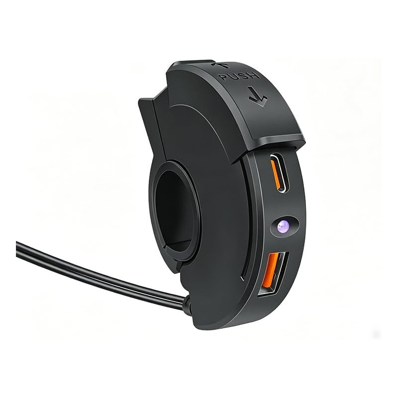 Chargeur de Téléphone pour Moto pour Yamaha Tenere 700 2019-2024, Double Port USB-A et Type-C, Prise USB pour Moto avec Couvercl