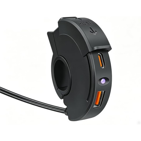Chargeur de Téléphone pour Moto pour Yamaha Tenere 700 2019-2024, Double Port USB-A et Type-C, Prise USB pour Moto avec Couvercl