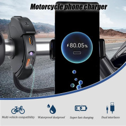 Chargeur de Téléphone pour Moto pour Yamaha Tenere 700 2019-2024, Double Port USB-A et Type-C, Prise USB pour Moto avec Couvercl