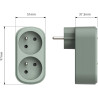 Electraline 531196 Adaptateur Fiche Multiprise Biplite Prima 2 Prises françaises 16A, Adaptateur Murale, Blanc