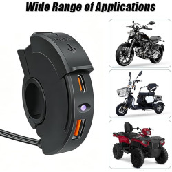 Chargeur de Téléphone pour Moto pour Yamaha Tenere 700 2019-2024, Double Port USB-A et Type-C, Prise USB pour Moto avec Couvercl