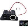 Prise Allume Cigare USB, Panneau Prise 12V 24V avec Double Port USB et Voyant LED, Répartiteur d’Alimentation à Montage Fixe Câb