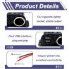 Prise Allume Cigare USB, Panneau Prise 12V 24V avec Double Port USB et Voyant LED, Répartiteur d’Alimentation à Montage Fixe Câb