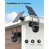 YESYAMO 2K Camera Surveillance WiFi Exterieure sans Fil Batterie-Panneau Solaire Amovible, 360° PTZ, Camera Exterieur Solaire(2.
