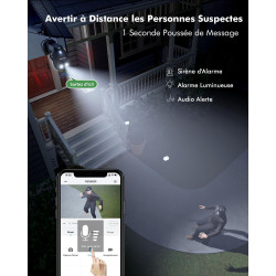 YESYAMO 2K Camera Surveillance WiFi Exterieure sans Fil Batterie-Panneau Solaire Amovible, 360° PTZ, Camera Exterieur Solaire(2.