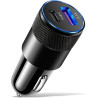 Chargeur Voiture Double Port USB-C PD 38W et USB-A QC 3.1A, Adaptateur Allume-Cigare, Charge Rapide 15W