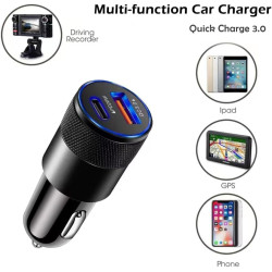 Chargeur Voiture Double Port USB-C PD 38W et USB-A QC 3.1A, Adaptateur Allume-Cigare, Charge Rapide 15W