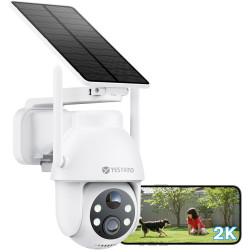 YESYAMO 2K Camera Surveillance WiFi Exterieure sans Fil Batterie-Panneau Solaire Amovible, 360° PTZ, Camera Exterieur Solaire(2.