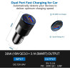 Chargeur Voiture Double Port USB-C PD 38W et USB-A QC 3.1A, Adaptateur Allume-Cigare, Charge Rapide 15W