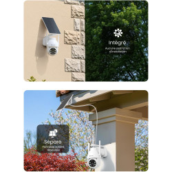 YESYAMO 2K Camera Surveillance WiFi Exterieure sans Fil Batterie-Panneau Solaire Amovible, 360° PTZ, Camera Exterieur Solaire(2.