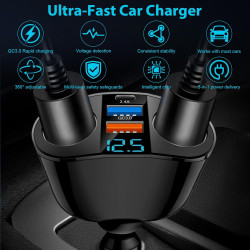 Répartiteur allume-cigare de voiture pour véhicules 12 V/24 V, adaptateur chargeur de voiture avec 2 ports allume-cigare, 2 port