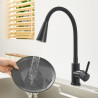 Robinet Cuisine Noir, Mitigeur Cuisine avec Bec Flexible 4 Modes de Réglage, Robinetterie Evier Pivotant à 360° en Acier Inoxyda
