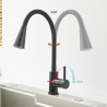 Robinet Cuisine Noir, Mitigeur Cuisine avec Bec Flexible 4 Modes de Réglage, Robinetterie Evier Pivotant à 360° en Acier Inoxyda