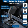 5 en 1 Rétractable Chargeur Voiture 45W Adaptateur Allume USB Cigare QC3.0 Rapide Charge USB-C/USB-A et Ajustable Câble Type-C P