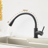 Robinet Cuisine Noir, Mitigeur Cuisine avec Bec Flexible 4 Modes de Réglage, Robinetterie Evier Pivotant à 360° en Acier Inoxyda