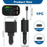 5 en 1 Rétractable Chargeur Voiture 45W Adaptateur Allume USB Cigare QC3.0 Rapide Charge USB-C/USB-A et Ajustable Câble Type-C P