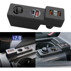Chargeur de voiture USB avec affichage de la tension LED pour Golf 7 7.5 avec charge rapide multi-protocole (2 USB)