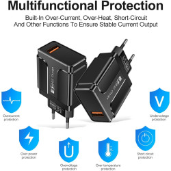 Adaptateur de chargeur rapide - Tête de charge USB 68 W - Protection incendie - Bloc de charge USB PD pour tension large bande 1